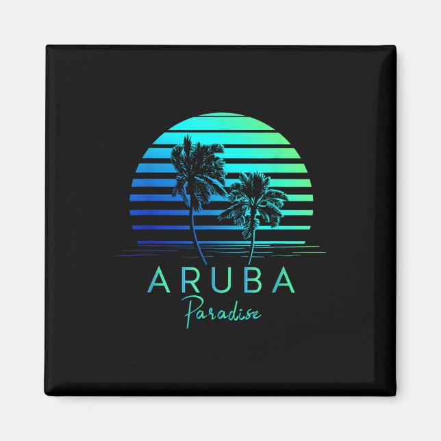 Vintage Aruba Beach Vibes Vacation Souvenir Magnet (Framsidan)