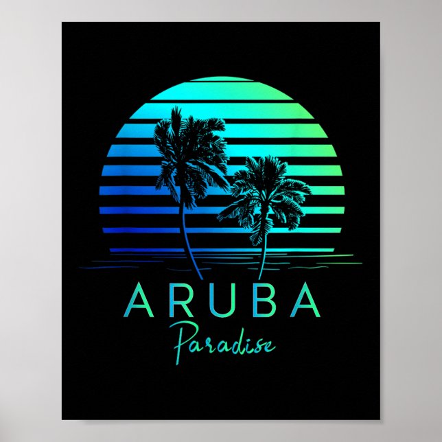 Vintage Aruba Beach Vibes Vacation Souvenir Poster (Framsidan)