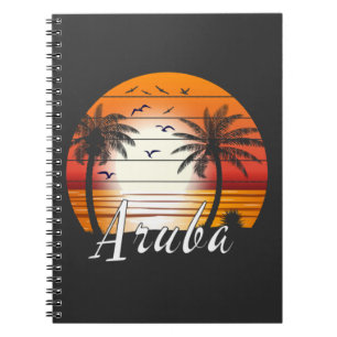Vintage Aruba Handflatan Träd Sommarbuss Anteckningsbok