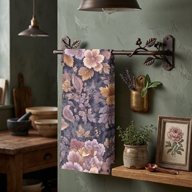Vintage Arvblommor Lila blommig Kökshandduk (Skapare uppladdad)
