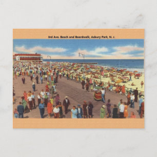 Vintage Asbury Park New Jersey Strand Postkort Vykort