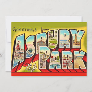 Vintage Asbury Park NJ 5x7 Stor Brevkort Tack Kort