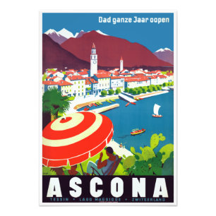 Vintage Ascona Schweiz resepost Fototryck