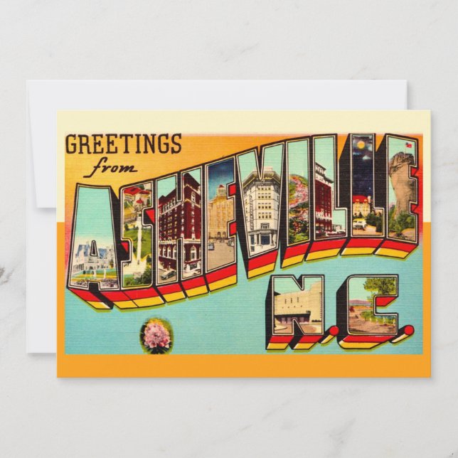 Vintage Asheville NC 5x7 Stor Vykort (Framsida)