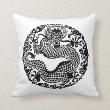 Vintage Asian Dragon, inredningsskudde