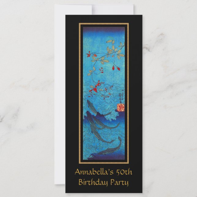 Vintage Asian Sharks Art 50 Birthday Inbjudningar (Framsida)