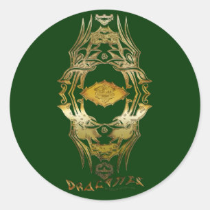Vintage Asian Tribal Dragon på Färg BG Runt Klistermärke