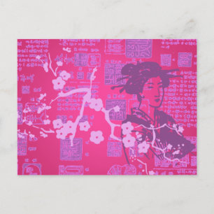 Vintage asiatisk collage vykort
