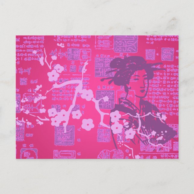 Vintage asiatisk collage vykort (Framsida)