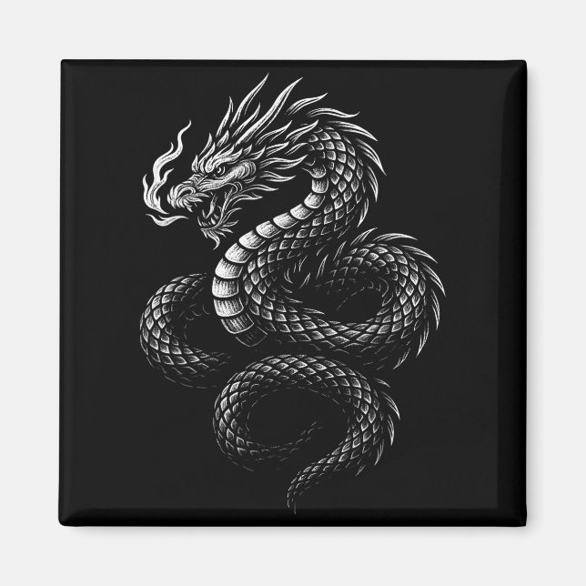 Vintage asiatisk drake  magnet (Framsidan)