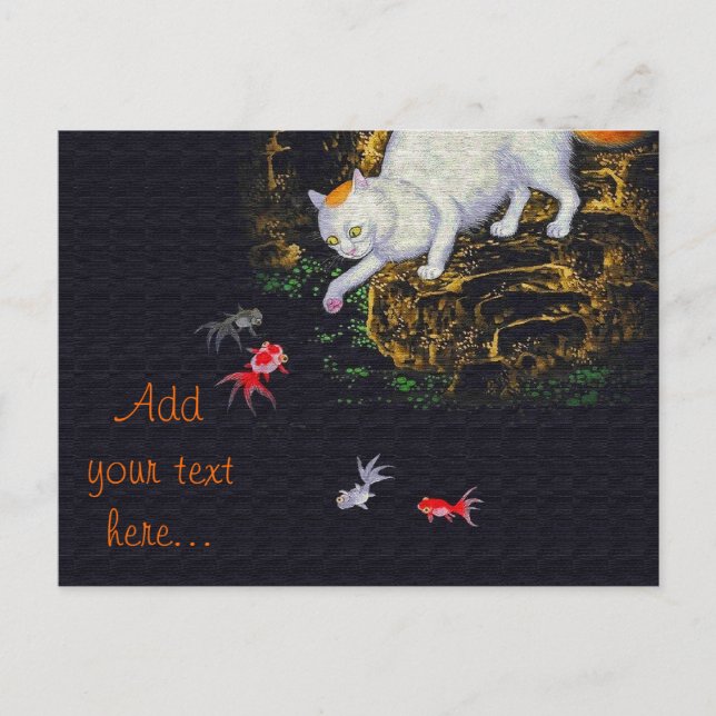 Vintage Asiatisk kattfisk Vykort (Framsida)