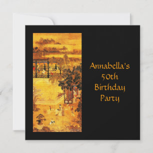 Vintage asiatisk konst guld 50-årsdag inbjudningar