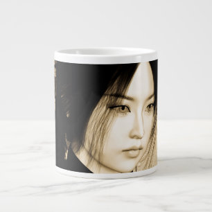 Vintage asiatisk kvinna porträtt konst jumbo mugg