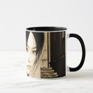 Vintage asiatisk kvinna porträtt konst mugg