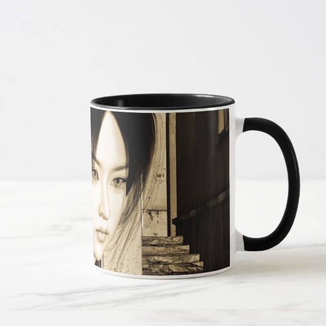 Vintage asiatisk kvinna porträtt konst mugg (Höger)