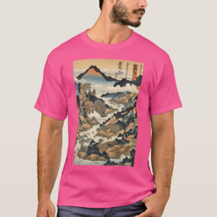 Vintage asiatiska berg i japanska Ukiyo-E Stil T Shirt