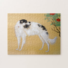 Vintage asiatiskt Borzoi konstpussel Pussel