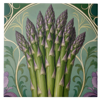 Vintage Asparagus Art Nouveau Style Kitchen Art Kakelplatta