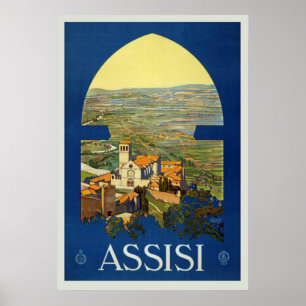 Vintage Assisi, Italien Travel Poster