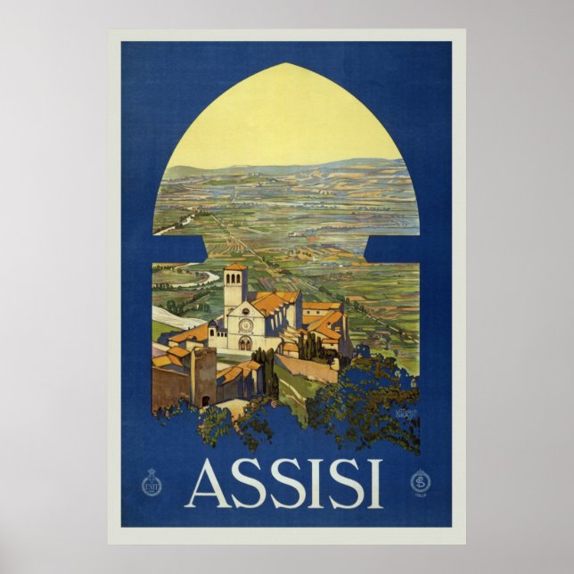 Vintage Assisi, Italien Travel Poster (Framsidan)