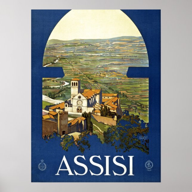 Vintage Assisi Italien Travel Tourism Annons Poster (Framsidan)