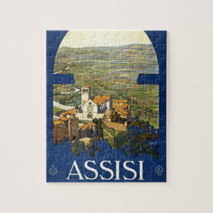Vintage Assisi Italien Travel Tourism Annons Pussel