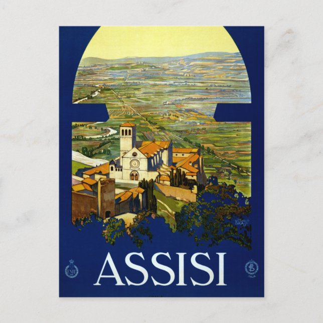 Vintage Assisi Italien Travel Vykort (Framsida)