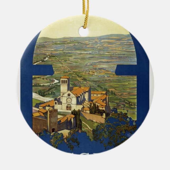 Vintage Assisi Travel Julgransprydnad Keramik (Framsidan)