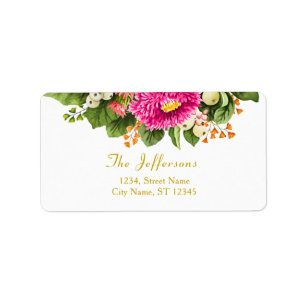 Vintage Asters Snowberry-Adressetiketter Adressetikett