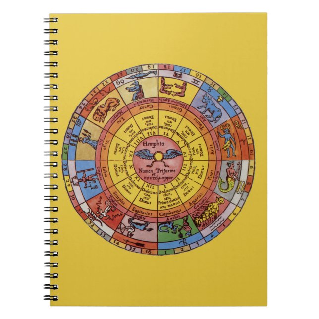 Vintage Astrologi, kelestiellt zodiakhjul Anteckningsbok (Framsidan)