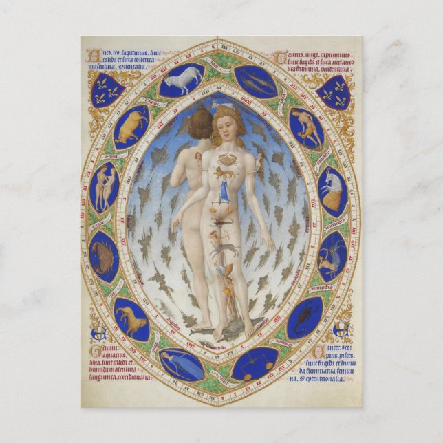 Vintage Astrological Calender Hälsning Helg Vykort (Framsida)