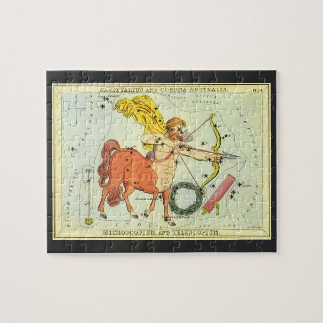 Vintage Astrology Sagittarius Constellation Zodiac Pussel (Horisontell)