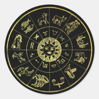 Vintage Astrology Zodiac Stjärntecken Runt Klistermärke