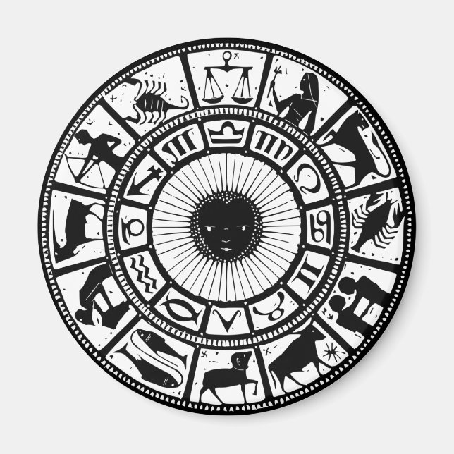 Vintage Astrology Zodiac Wheel Magnet (Framsidan)