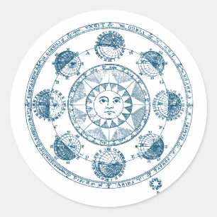 Vintage Astrology Zodiac Wheel Runt Klistermärke