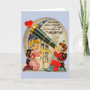 Vintage Astronaut Astronomer Alla hjärtans dagskor Helgkort