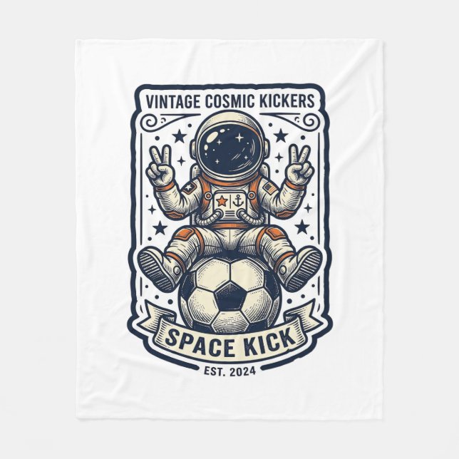 Vintage Astronaut Fotboll Fredstecken Tröja Design Fleecefilt (Framsidan)