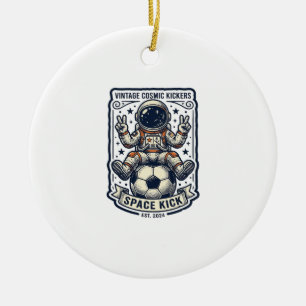 Vintage Astronaut Fotboll Fredstecken Tröja Design Julgransprydnad Keramik
