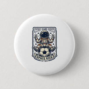Vintage Astronaut Fotboll Fredstecken Tröja Design Knapp