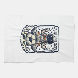Vintage Astronaut Fotboll Fredstecken Tröja Design Kökshandduk