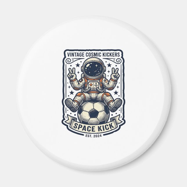 Vintage Astronaut Fotboll Fredstecken Tröja Design Magnet (Framsidan)