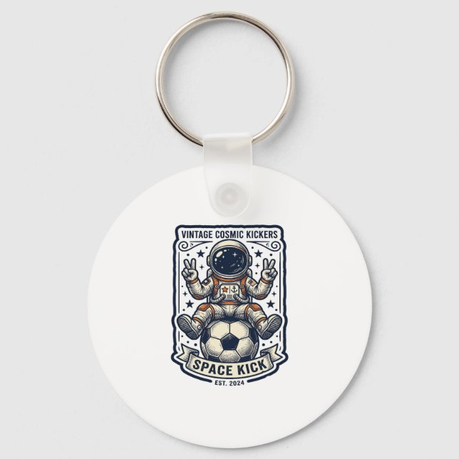 Vintage Astronaut Fotboll Fredstecken Tröja Design Nyckelring (Framsida)