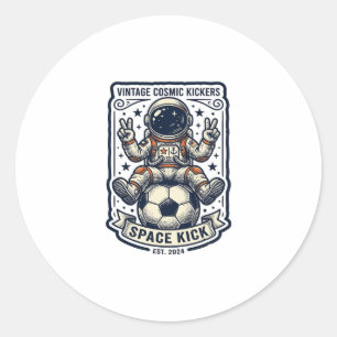Vintage Astronaut Fotboll Fredstecken Tröja Design Runt Klistermärke