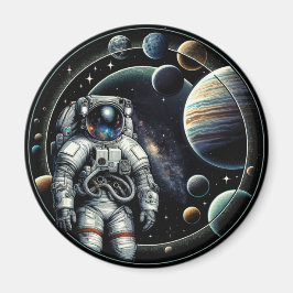Vintage Astronaut och planeter Magnet