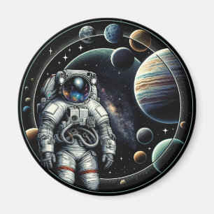 Vintage Astronaut och planeter Magnet