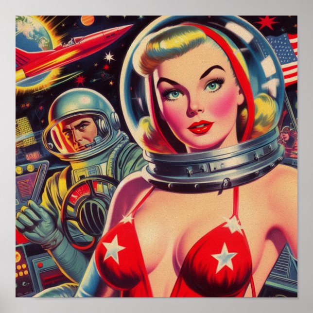 Vintage Astronaut Pin-up Poster (Framsidan)
