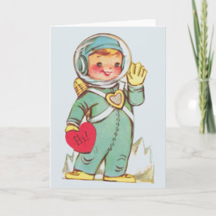 Vintage Astronaut Valentine Greeting Card Helgkort