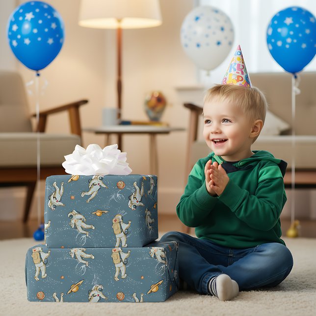 Vintage Astronauter Presentpapper (Skapare uppladdad)