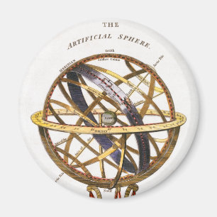 Vintage Astronomi, Artificiell eller Armillär Sfär Magnet