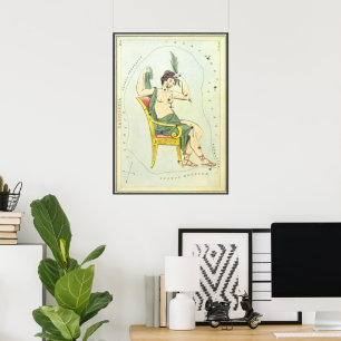 Vintage Astronomi, Cassiopeia Constellation Stars Poster